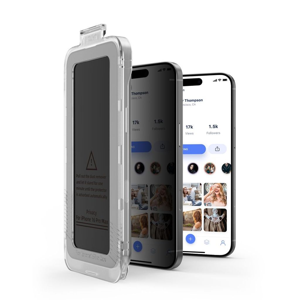 Tech-Protect Quick Set Spy+ iPhone 15/16 Privacy Skærmbeskyttelse 2-Pak