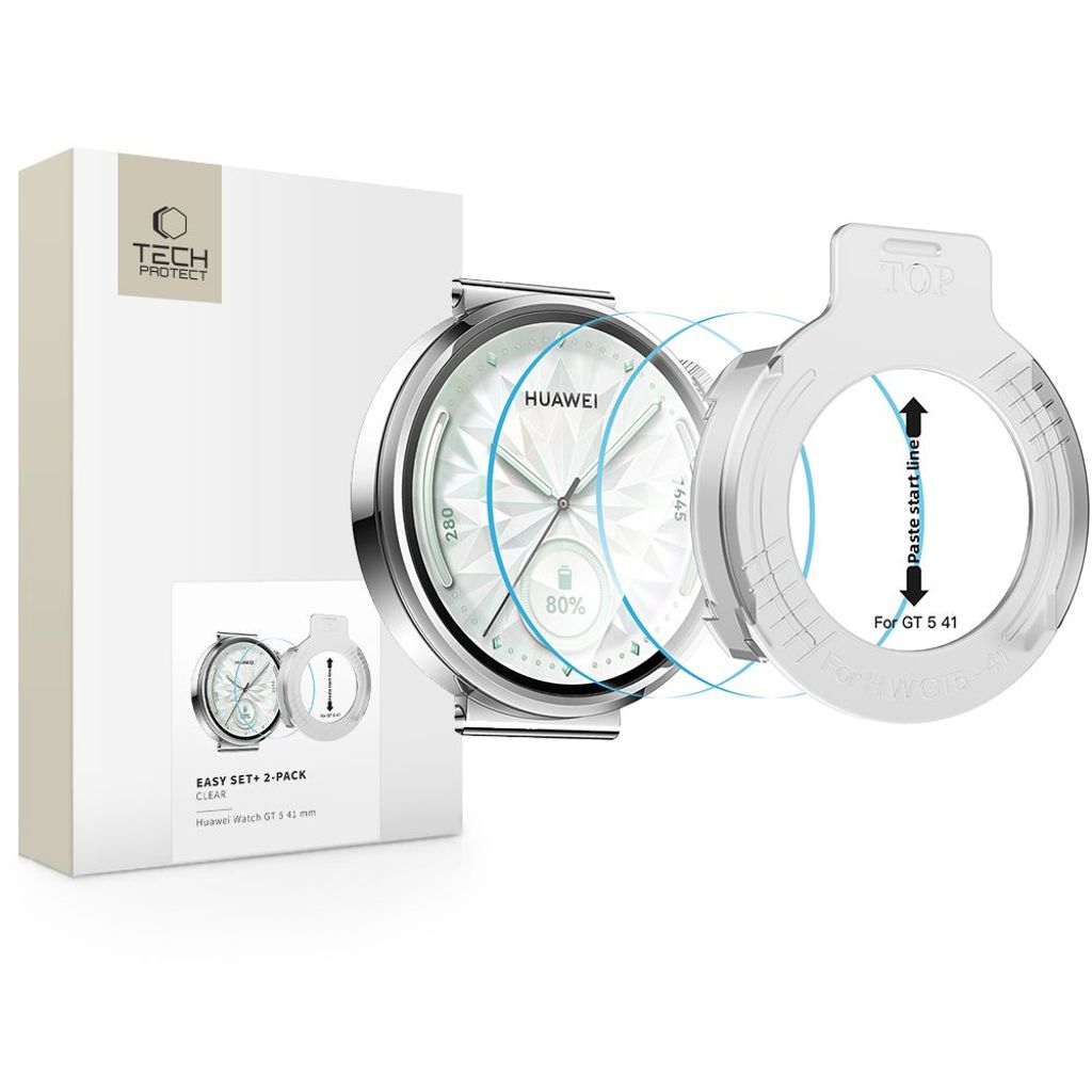 Tech-Protect Easy Set+ Skærmbeskyttelse til Huawei Watch GT 5 41 mm, 2-pak