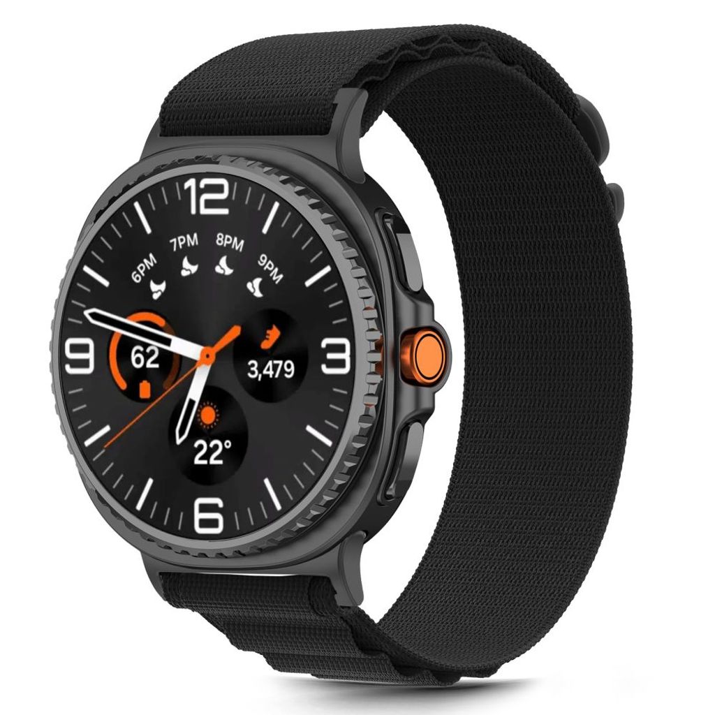 Tech-Protect Nylon Stripe Urrem til Samsung Galaxy Watch 40/44/46 mm - Sort