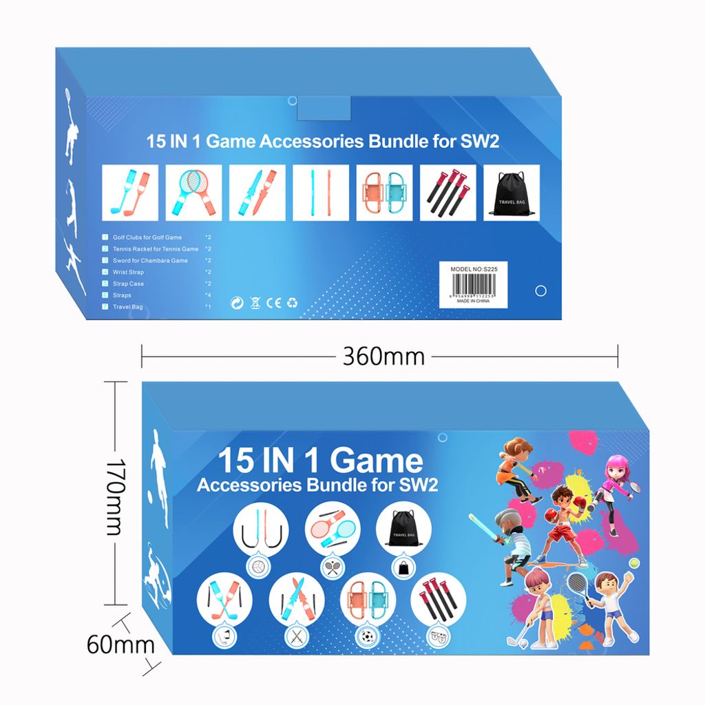 15-in-1-lisävarustesetti Nintendo Switch 2:lle – oranssi/sininen