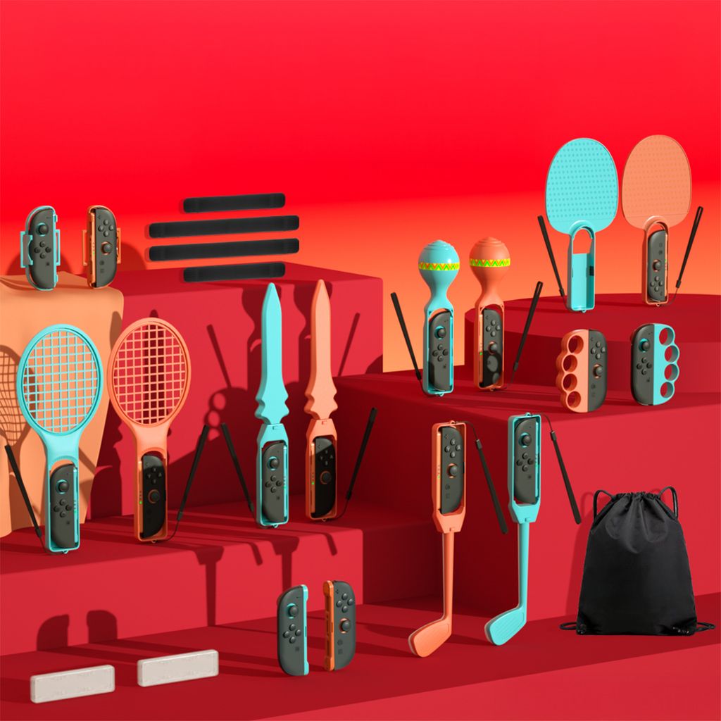 23-in-1 -lisävarustesetti Nintendo Switch 2:lle - oranssi/sininen