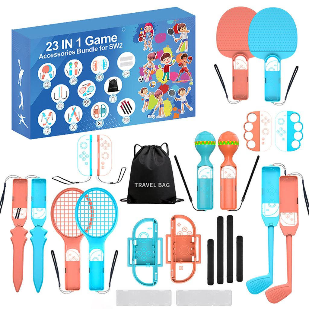 23-in-1 -lisävarustesetti Nintendo Switch 2:lle - oranssi/sininen