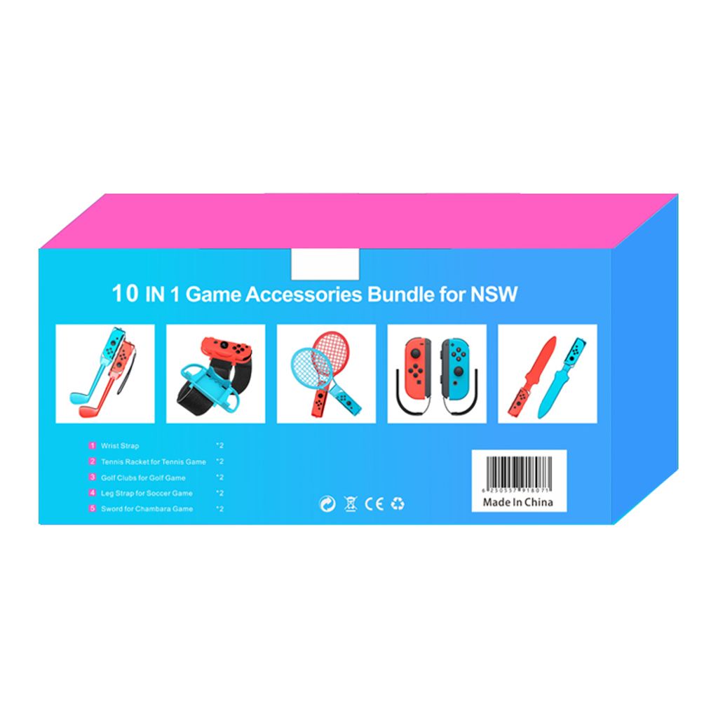 Nintendo Switch Sports 10-in-1 -lisävarustesetti – Punainen / Sininen