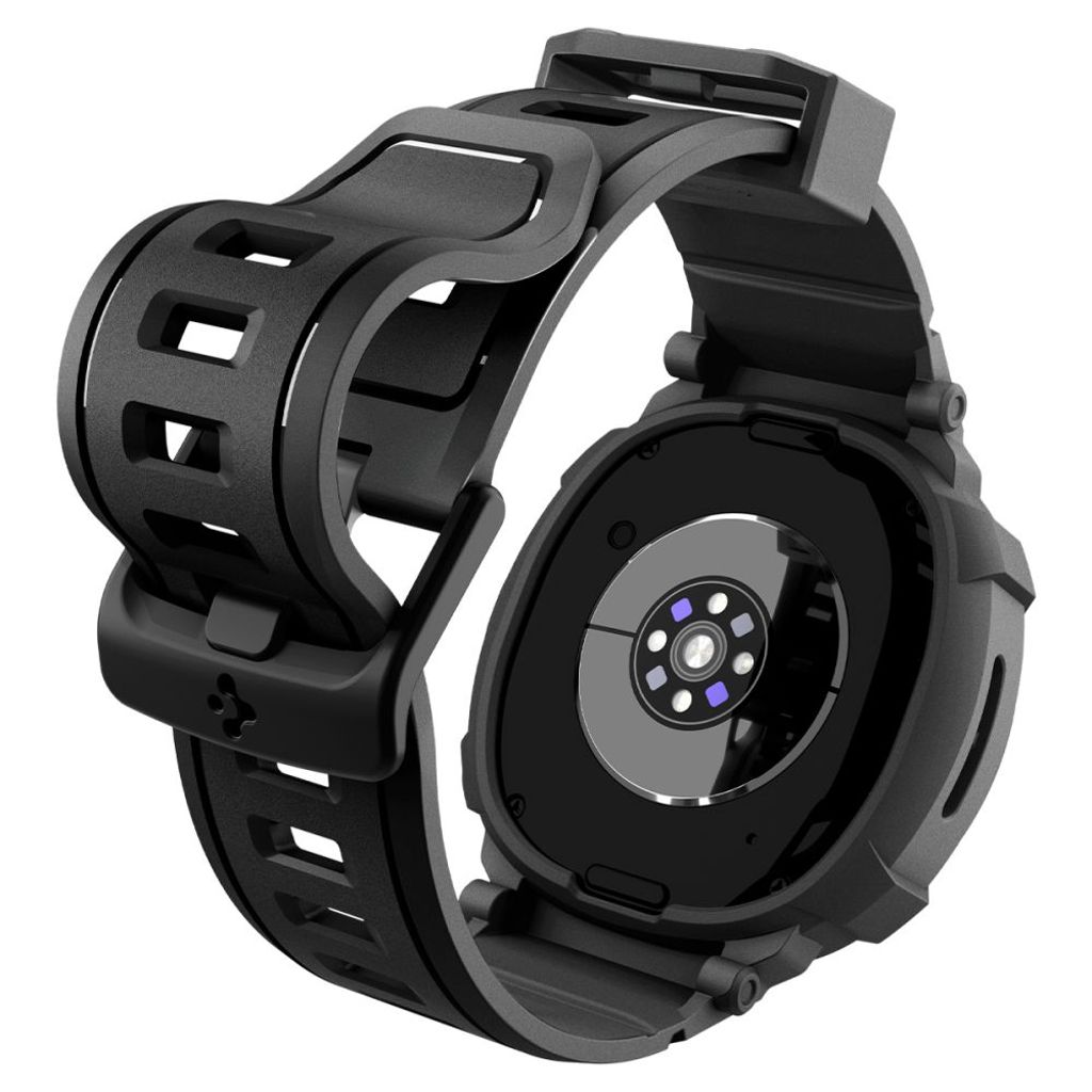 Spigen Rugged Armor Pro Klokkereim & Deksel til Samsung Galaxy Watch 8 44mm - Svart