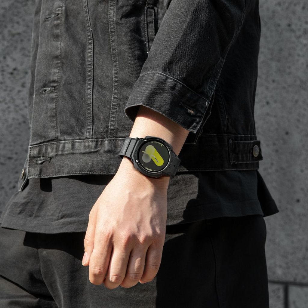 Spigen Rugged Armor Pro Klokkereim & Deksel til Samsung Galaxy Watch 8 44mm - Svart