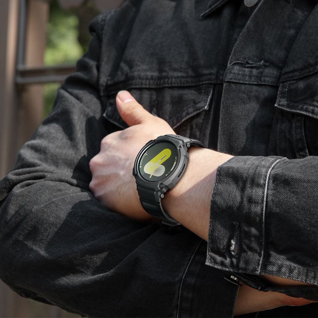 Spigen Rugged Armor Pro Klokkereim & Deksel til Samsung Galaxy Watch 8 44mm - Svart