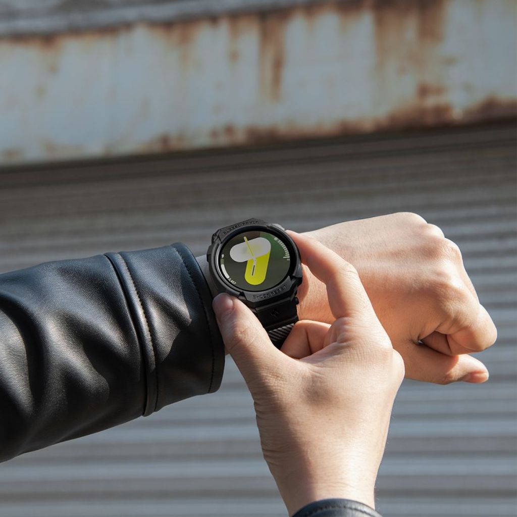 Spigen Rugged Armor Pro Klokkereim & Deksel til Samsung Galaxy Watch 8 44mm - Svart