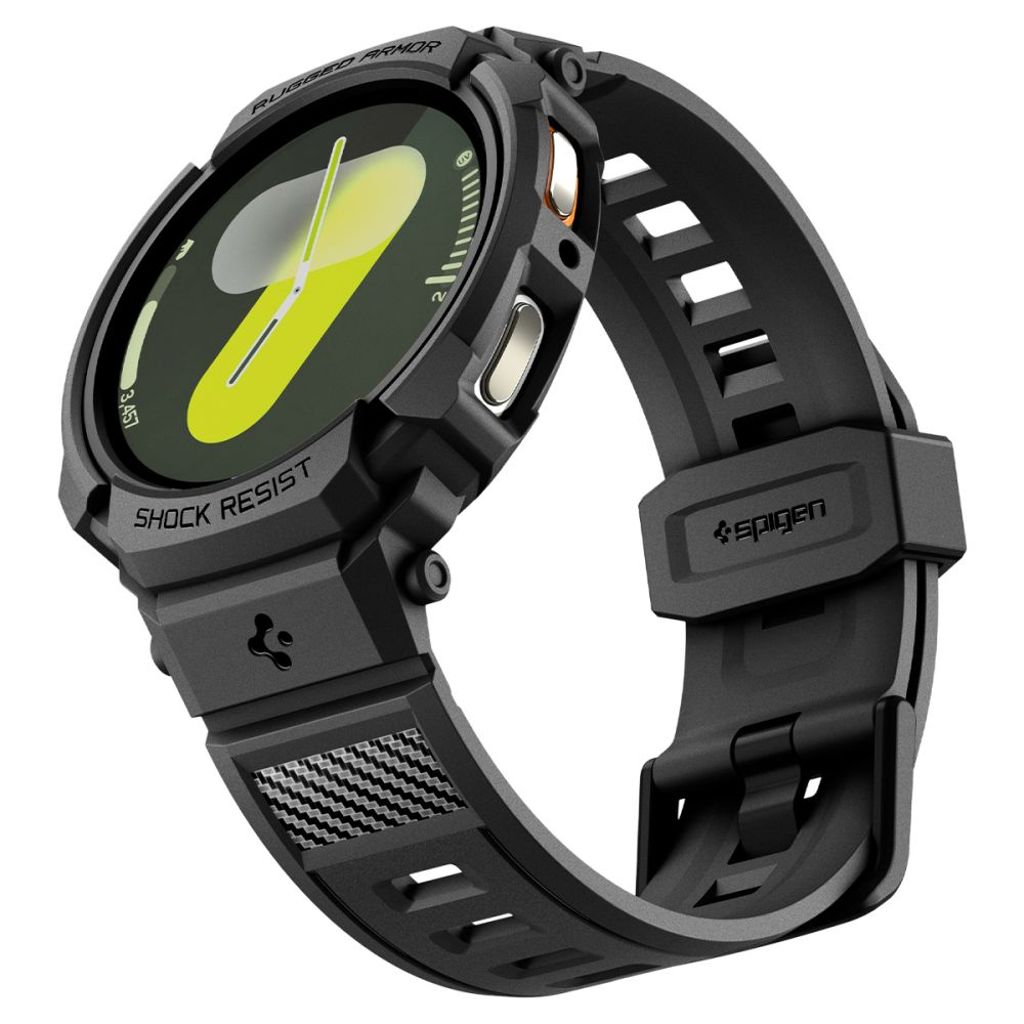 Spigen Rugged Armor Pro Klokkereim & Deksel til Samsung Galaxy Watch 8 44mm - Svart