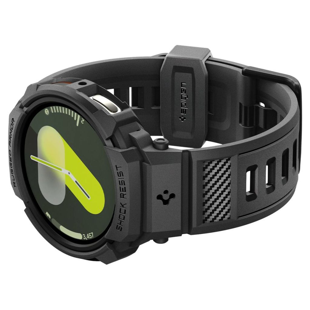 Spigen Rugged Armor Pro Klokkereim & Deksel til Samsung Galaxy Watch 8 44mm - Svart