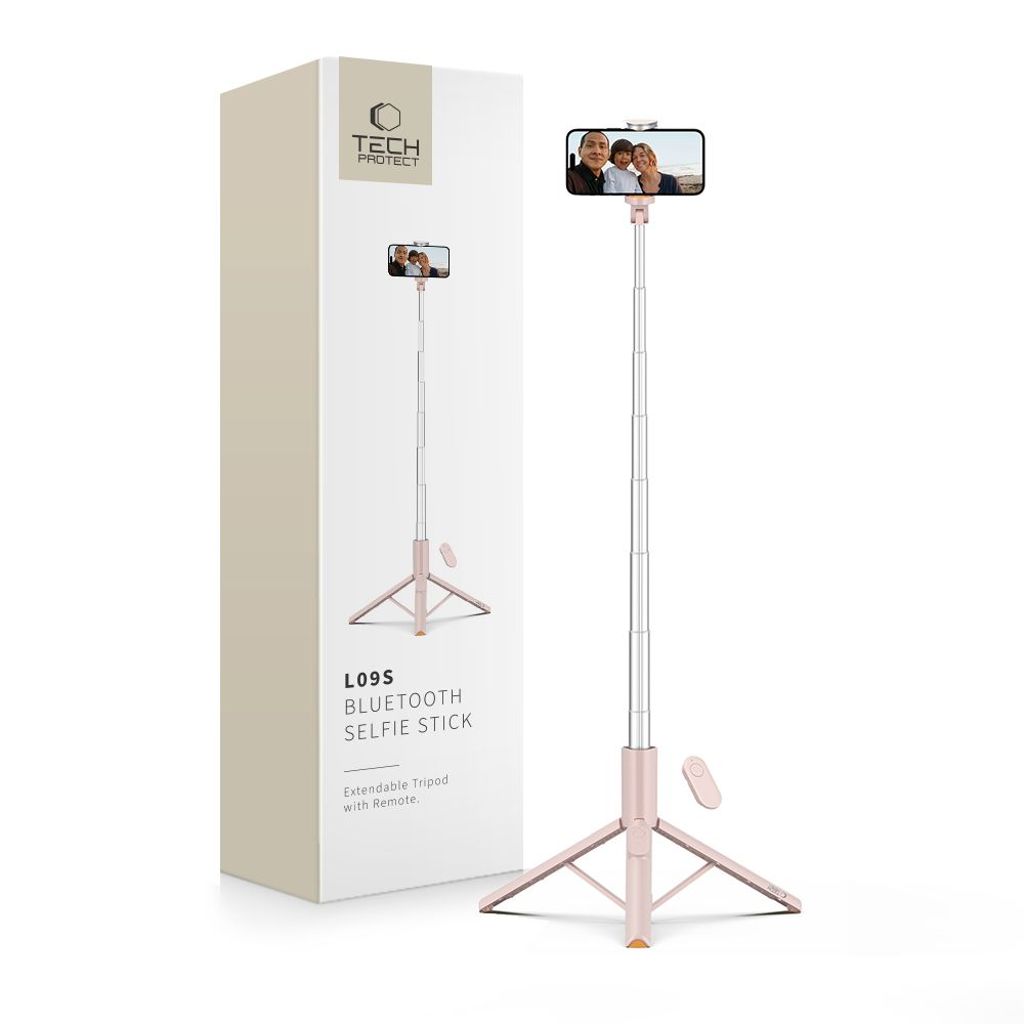 Tech-Protect L09S selfie stick with tripod – Pink