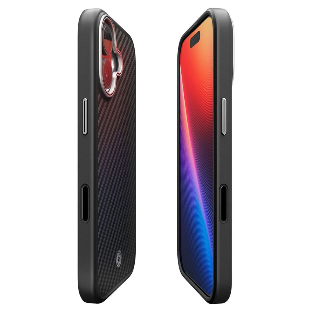 Spigen Enzo Aramid "T" MagSafe Kuori iPhone 17 - Musta/Hopea