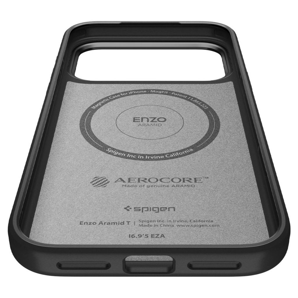 Spigen Enzo Aramid "T" MagSafe Cover til iPhone 17 Pro - Sort