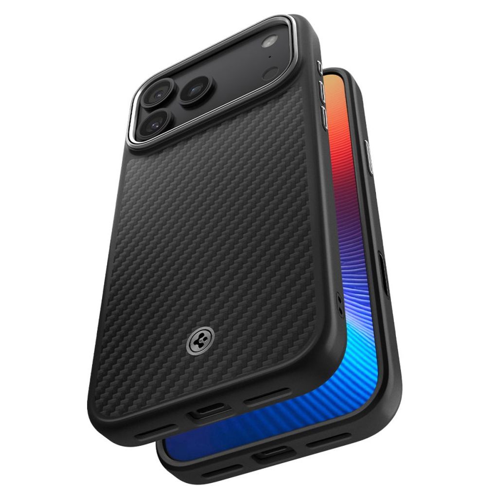 Spigen Enzo Aramid "T" MagSafe Cover til iPhone 17 Pro - Sort/Sølv