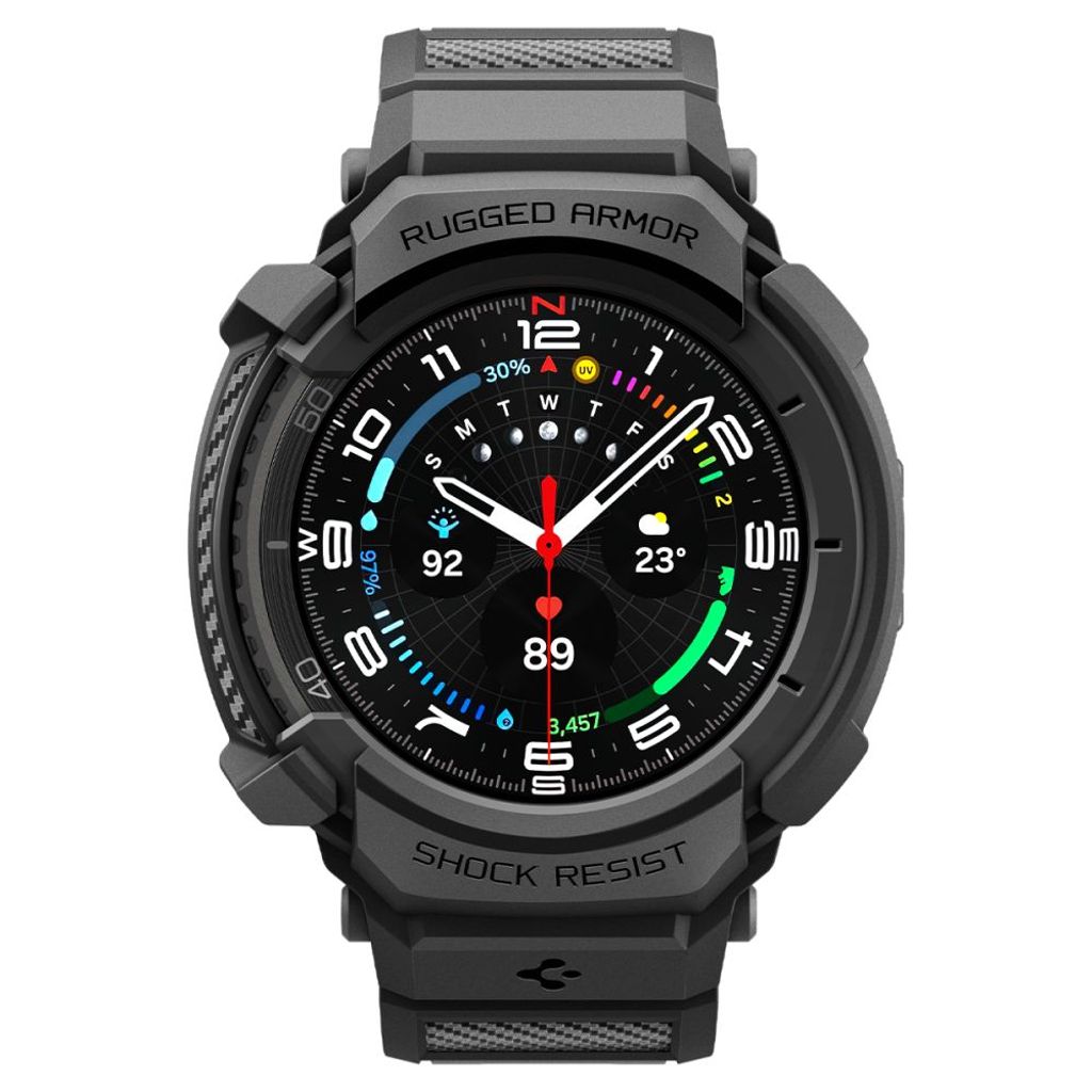 Spigen Rugged Armor Pro Klokkereim & Deksel til Samsung Galaxy Watch 8 Classic 46mm - Svart