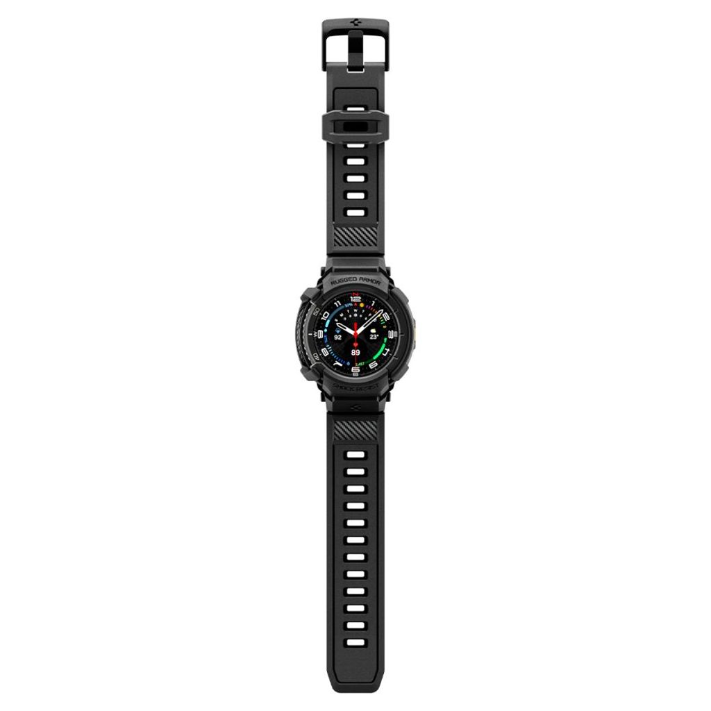 Spigen Rugged Armor Pro Klokkereim & Deksel til Samsung Galaxy Watch 8 Classic 46mm - Svart