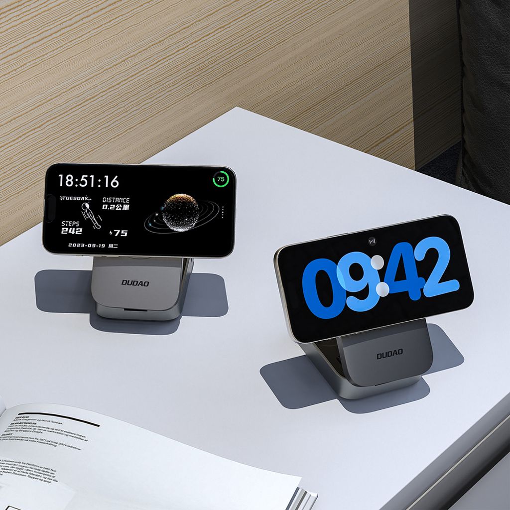 Dudao A11 Max 15W 3-i-1 induktiv laddstation MagSafe-kompatibel – grå