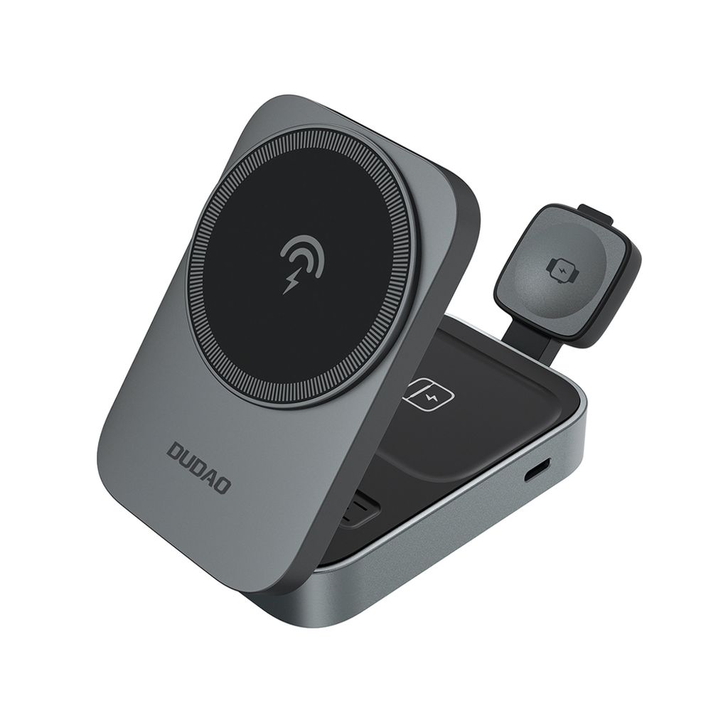 Dudao A11 Max 15W 3-i-1 induktiv laddstation MagSafe-kompatibel – grå