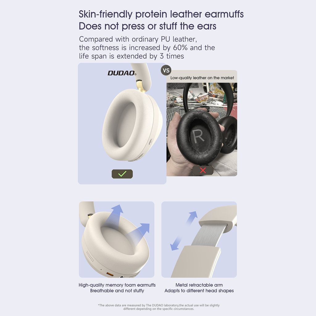 Dudao X22 Max trådløse on-ear høretelefoner med ANC - beige