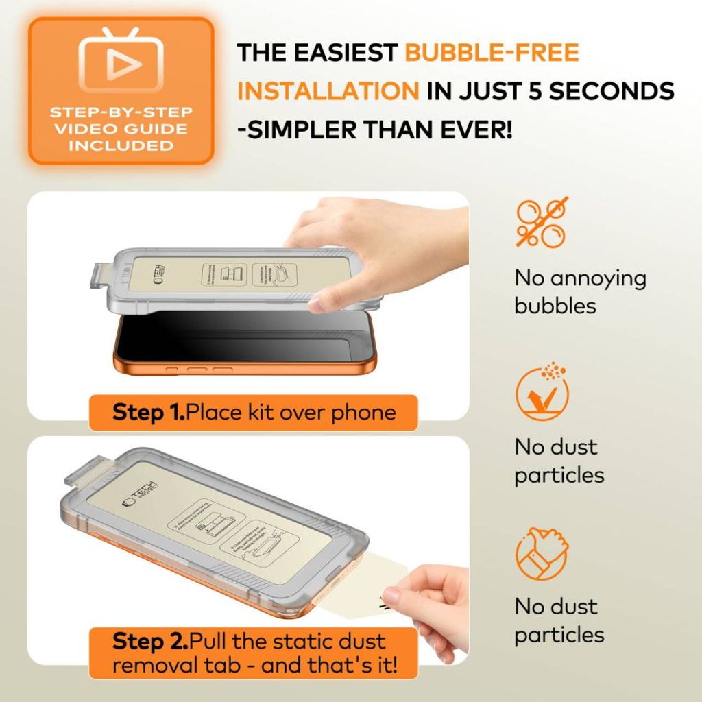 Tech-Protect Quick Set Spy+ iPhone 13/13 Pro/14/16e Privacy Skärmskydd 2-pack