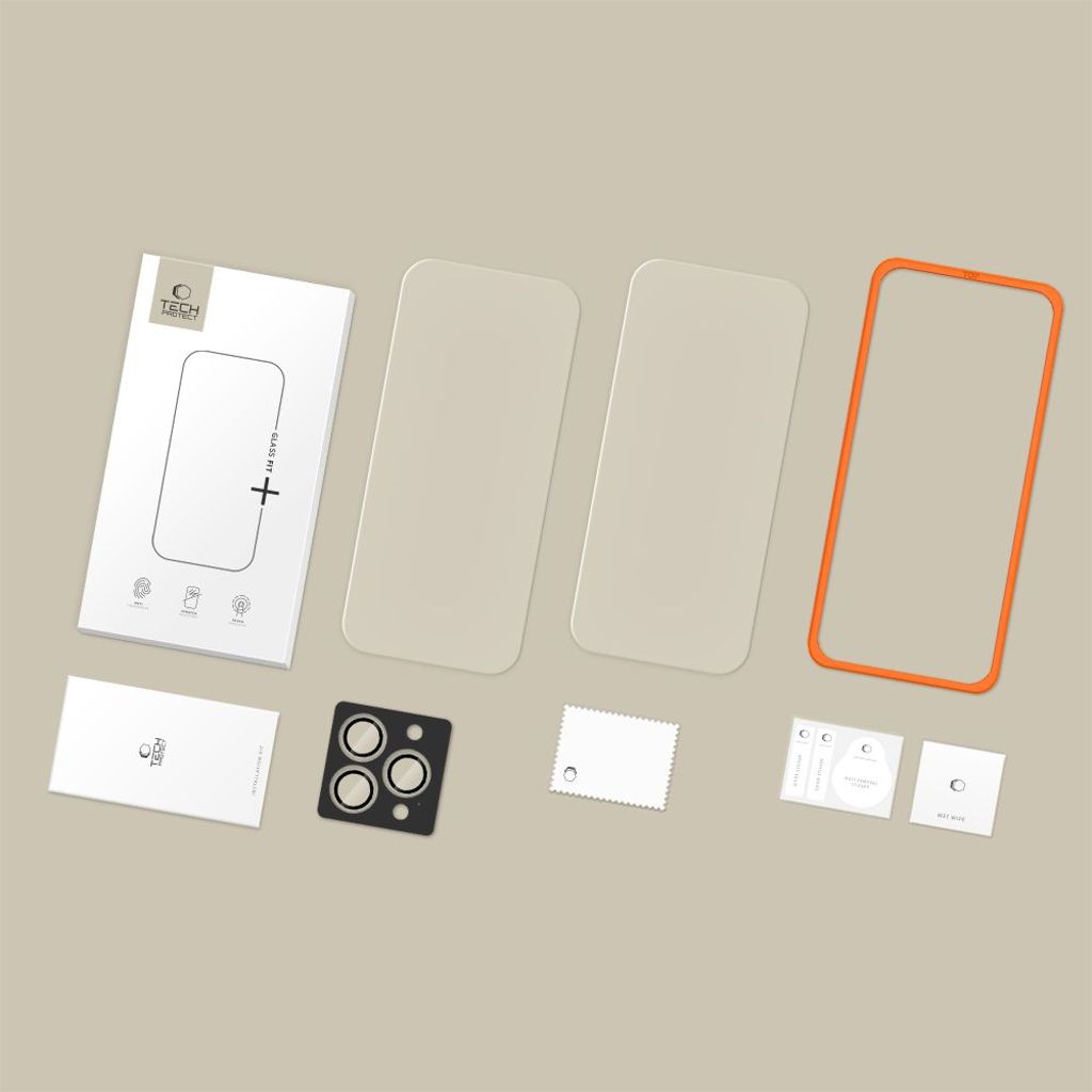 Tech-Protect Easy Set+ 3-pack Skjerm & Linsebeskytter til iPhone 16 Pro Max/17 Pro Max