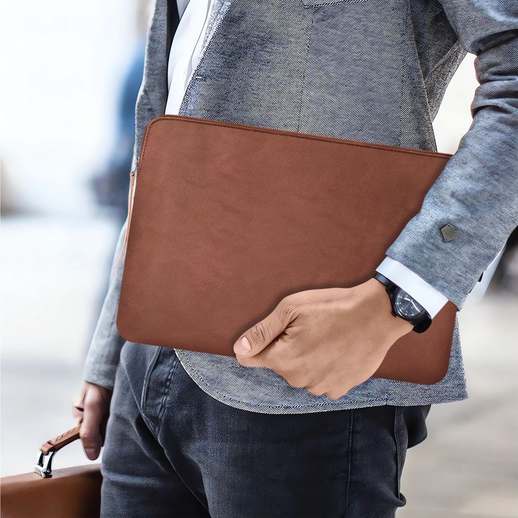 Tech-Protect Fleece laptop sleeve 13-14" – brun