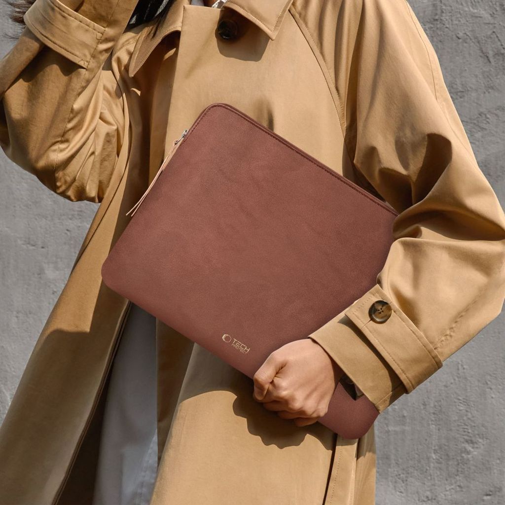 Tech-Protect Fleece laptop sleeve 13-14" – brun