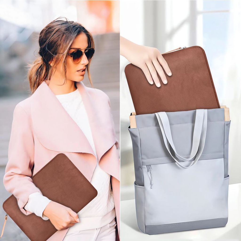 Tech-Protect Fleece laptop sleeve 13-14" – brun