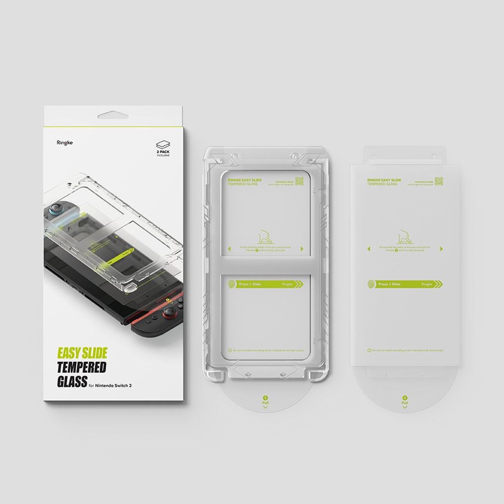 Ringke Easy Slide skjermbeskytter i herdet glass til Nintendo Switch 2, 2-pakning