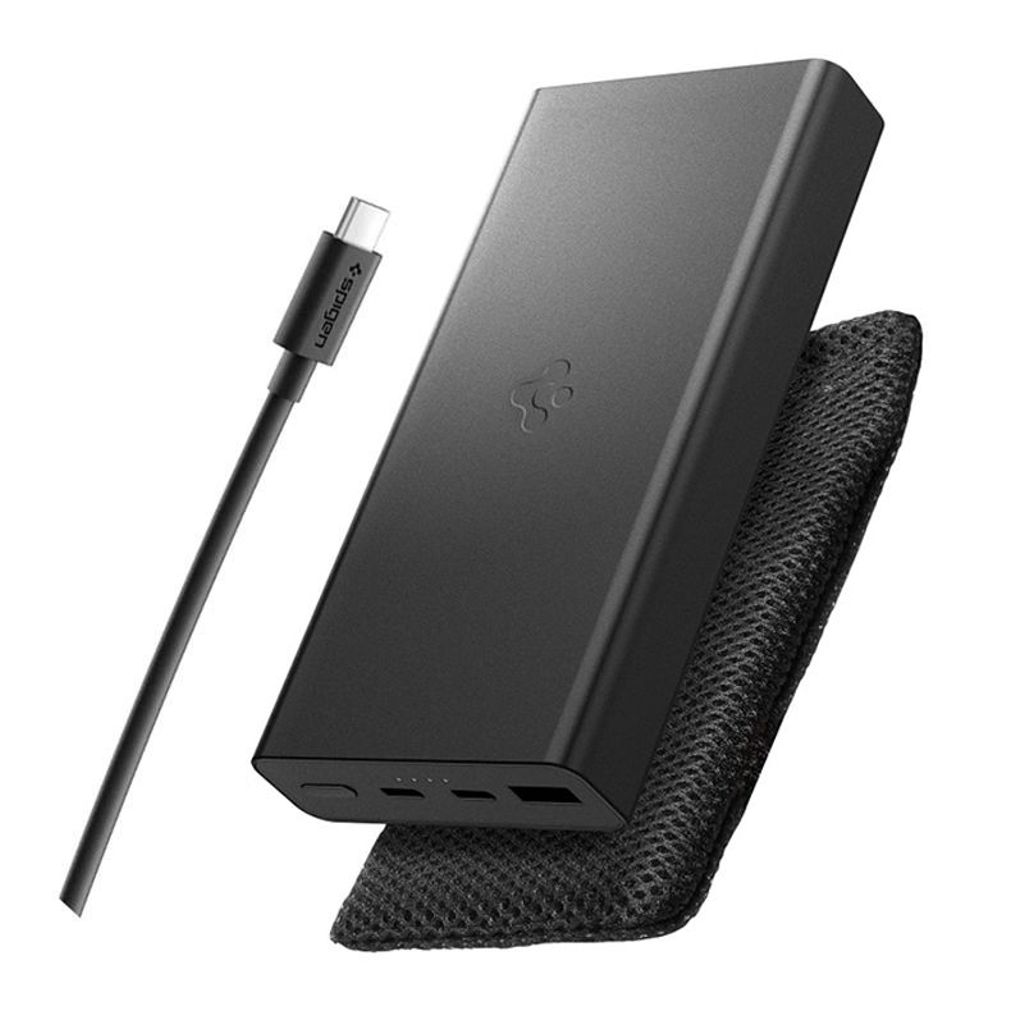 Spigen EA3020 powerbank 20000mAh 30W med USB-C-kabel – svart