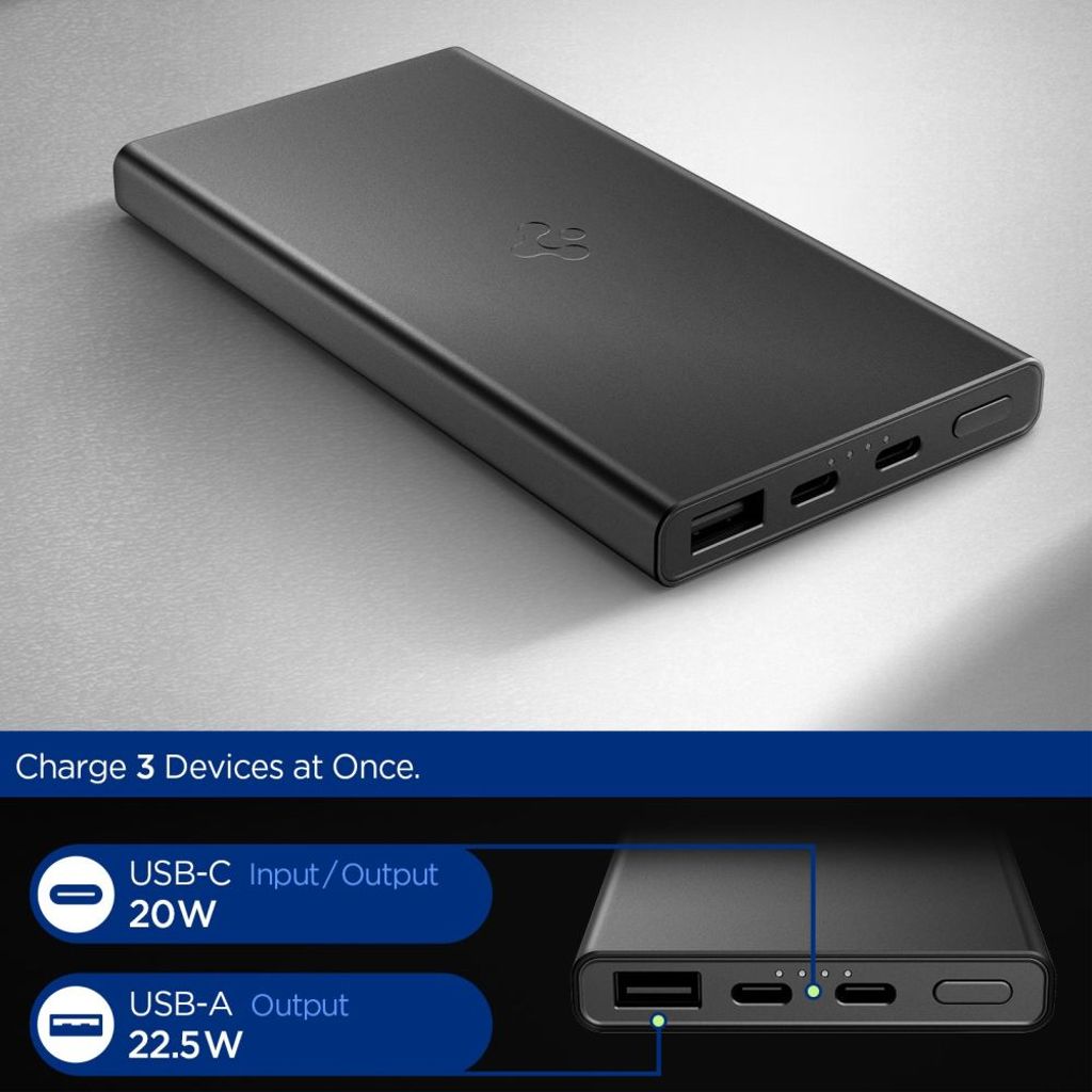 Spigen Essential EA2210 powerbank 10000 mAh 22,5 W - svart