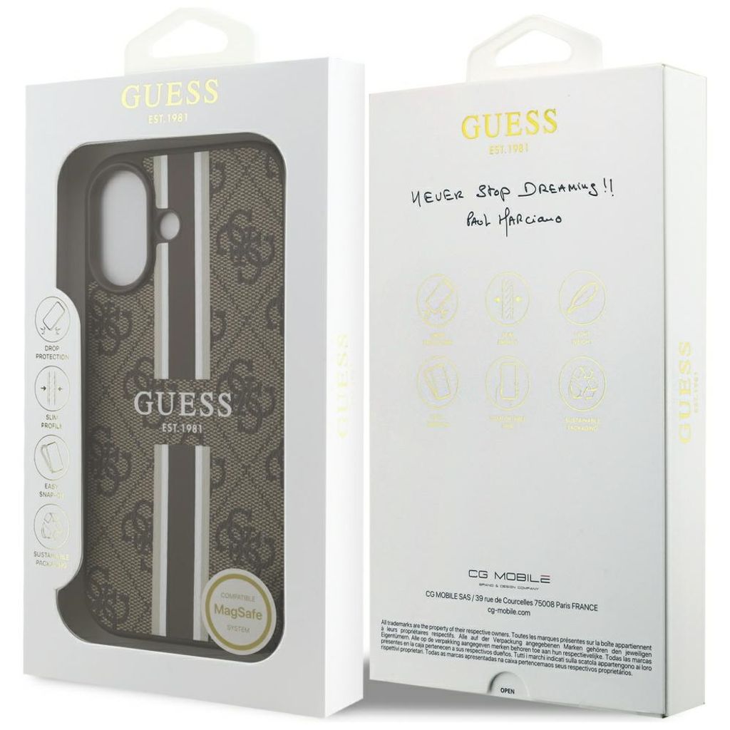 Guess 4G Printed Stripes MagSafe -kuori till iPhone 17 - Ruskea