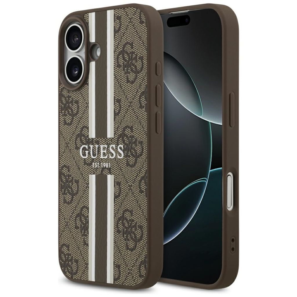 Guess 4G Printed Stripes MagSafe -kuori till iPhone 17 - Ruskea