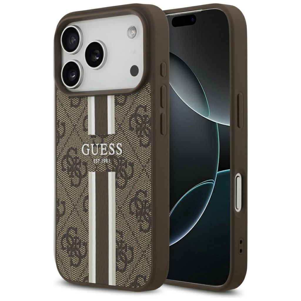 Guess 4G Printed Stripes MagSafe -kuori till iPhone 17 Pro - Ruskea