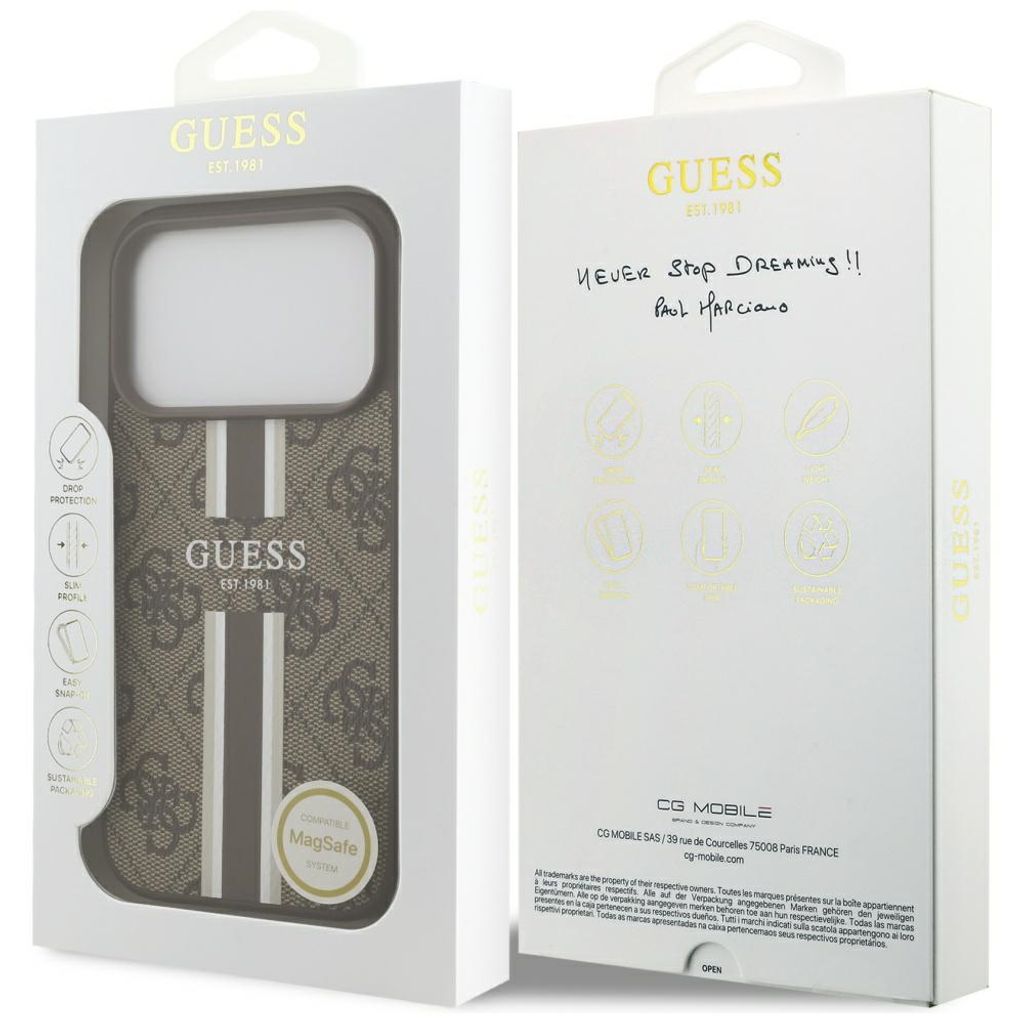 Guess 4G Printed Stripes MagSafe -kuori till iPhone 17 Pro - Ruskea