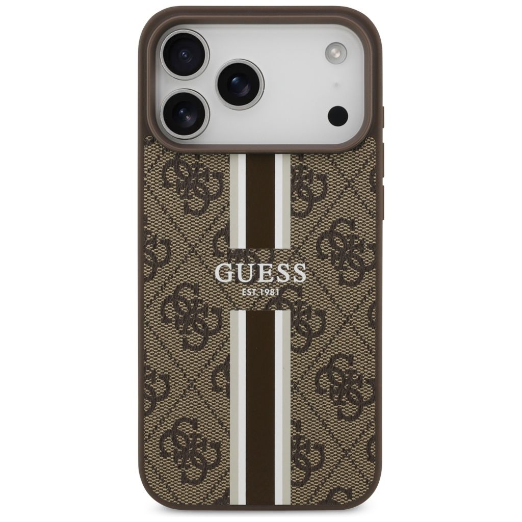 Guess 4G Printed Stripes MagSafe -kuori till iPhone 17 Pro Max - Ruskea