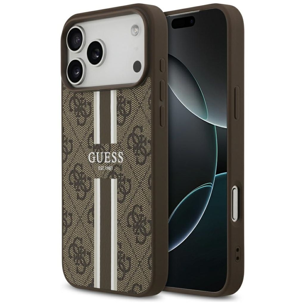 Guess 4G Printed Stripes MagSafe -kuori till iPhone 17 Pro Max - Ruskea