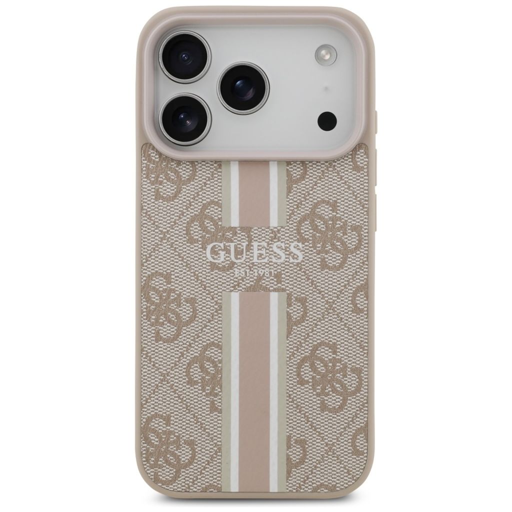 Guess 4G Printed Stripes MagSafe -kuori till iPhone 17 Pro - Vaaleanpunainen