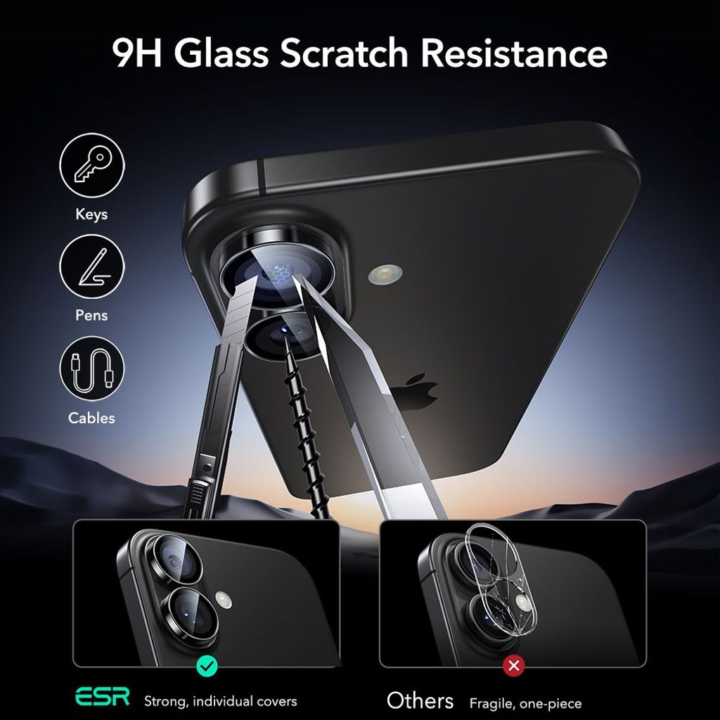 ESR Armorite iPhone 16/16 Plus/17 Linsebeskyttelse - Sort