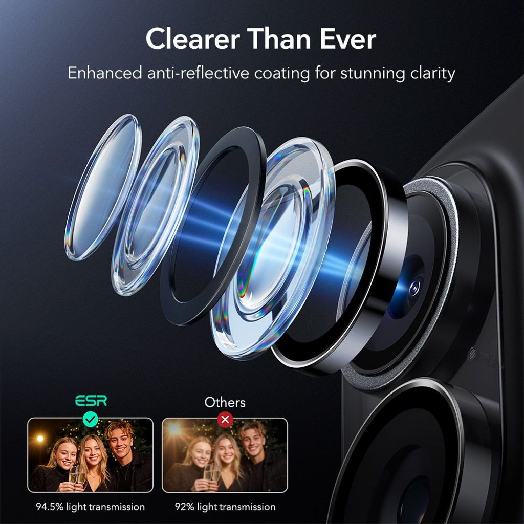 ESR Armorite iPhone 16/16 Plus/17 Linsebeskyttelse - Sort