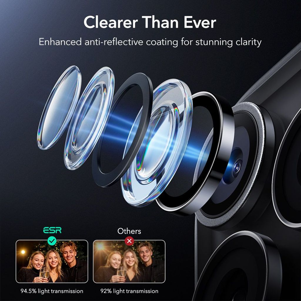 ESR Armorite iPhone 14/15 Pro/16 Pro/17 Pro / Pro Max Linsebeskyttelse – Sort