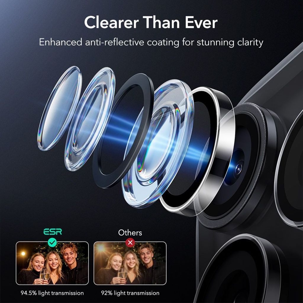 ESR Armorite iPhone 14/15/16/17 Pro/Pro Max Hærdet Glas Linsebeskytter