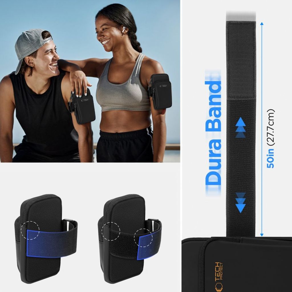 Tech-Protect M7 universal sportarmbandsväska – svart / orange