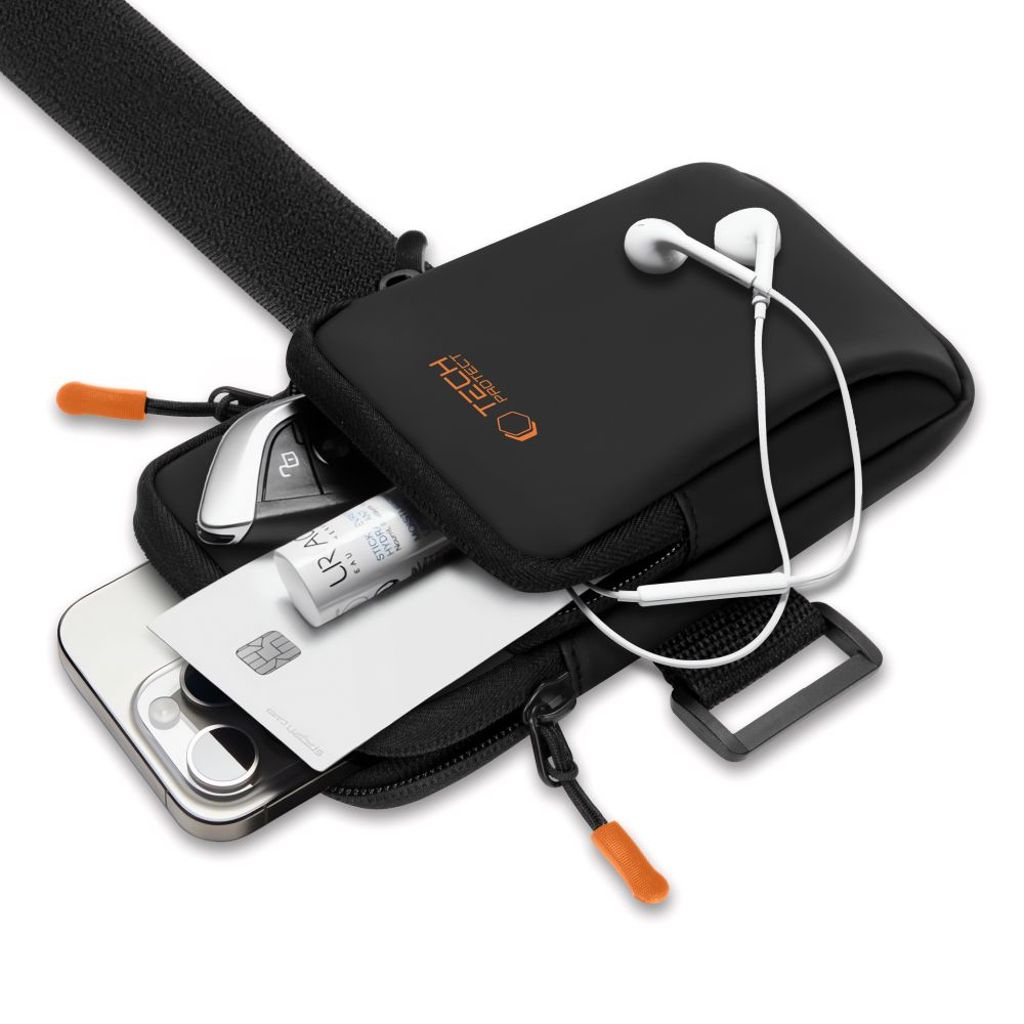 Tech-Protect M7 universal sportarmbandsväska – svart / orange
