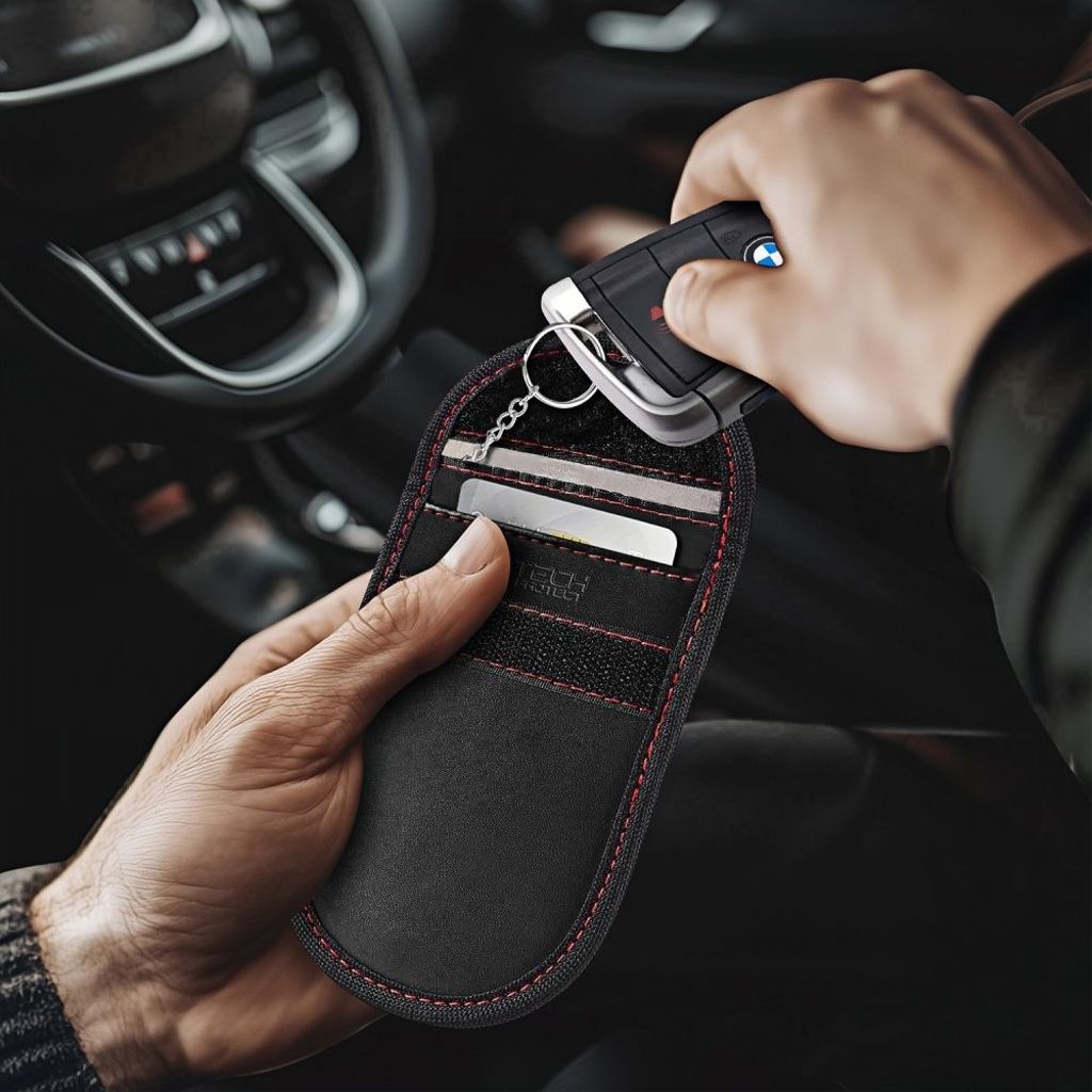 Tech-Protect KLR100 RFID Bilnøgleetui - Sort/Rød