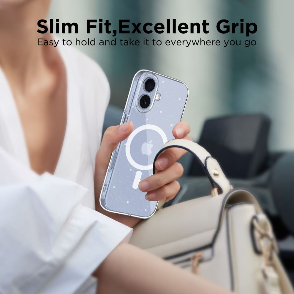 Tech-Protect FlexAir MagSafe Cover til iPhone 17 - Gennemsigtig glitter