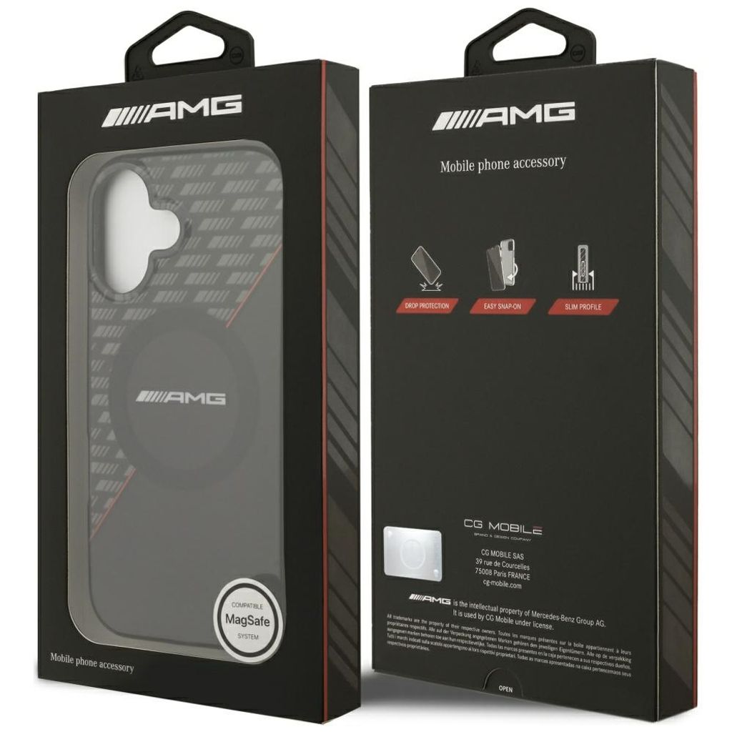 Mercedes AMG Double Layer Rhombs MagSafe -kuori till iPhone 17 - Musta/Punainen