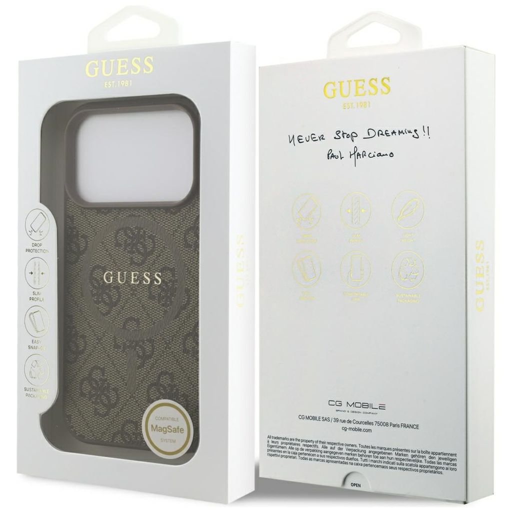 Guess 4G Ring Classic Logo MagSafe -kuori till iPhone 17 Pro - Ruskea