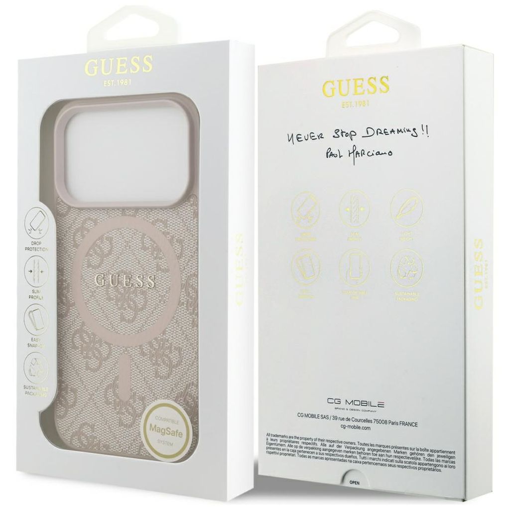 Guess 4G Ring Classic Logo MagSafe -kuori till iPhone 17 Pro - Vaaleanpunainen