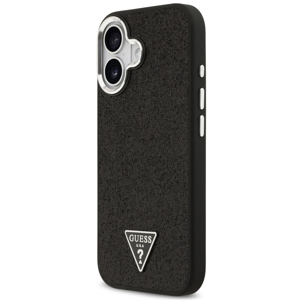 Guess Glitter Triangle Logo MagSafe -kuori till iPhone 17 - Musta