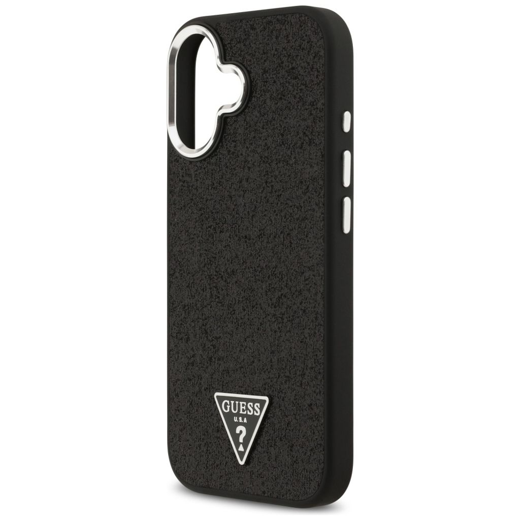 Guess Glitter Triangle Logo MagSafe -kuori till iPhone 17 - Musta